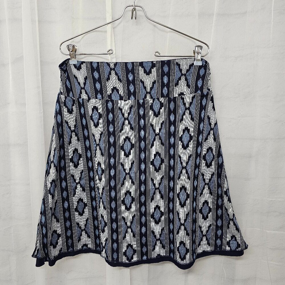 Blue Aztec A-line Jersey Skirt Reversible Southwestern Boho 34" Waist - Picture 1 of 9